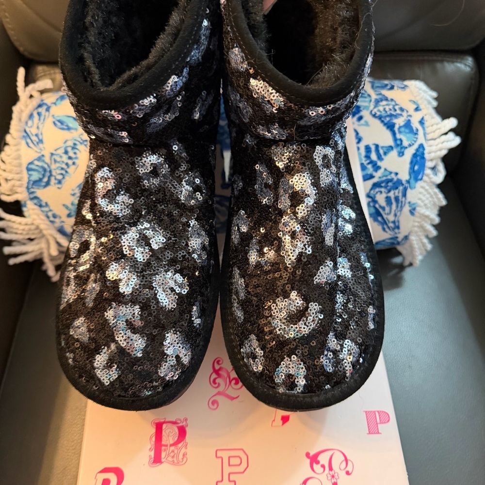 PINK Sequin Black and Silver Boots - Picture 6 of 9